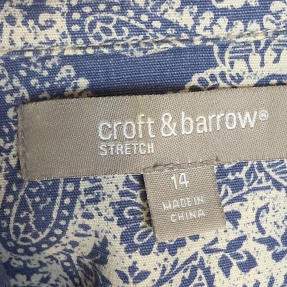 Croft & Barrow stretch blue denim paisley jacket, sz 14 casual, mature #4187 - Picture 9 of 12
